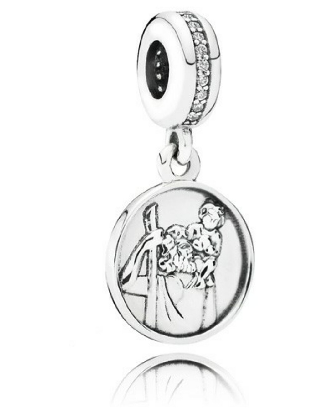 Pandora Retired St.Christopher Guardian of Travel Dangle Charm Cubic Zirconia